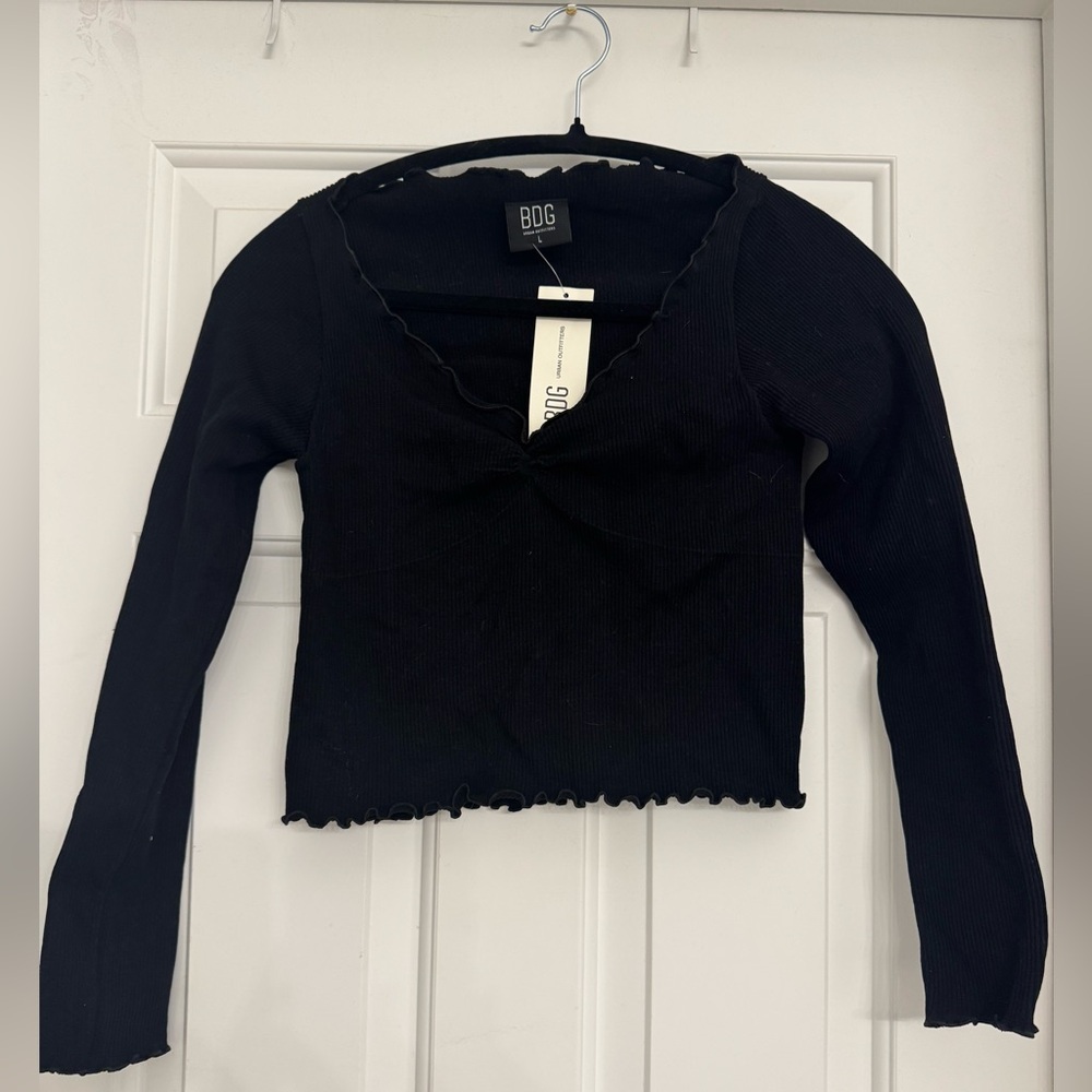 BDG Black Ribbed Women's Blouse